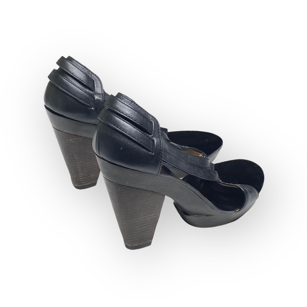 new Givenchy ༄ Cross Strap Wood Platform Sandals ༄ Black Leather ༄ 38.5 8M 8.5M - Picture 4 of 16